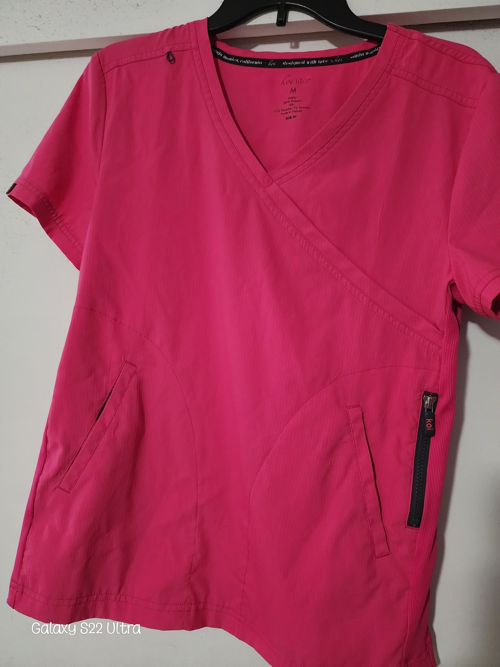 koi Hot Pink V-Neck Scrub Top